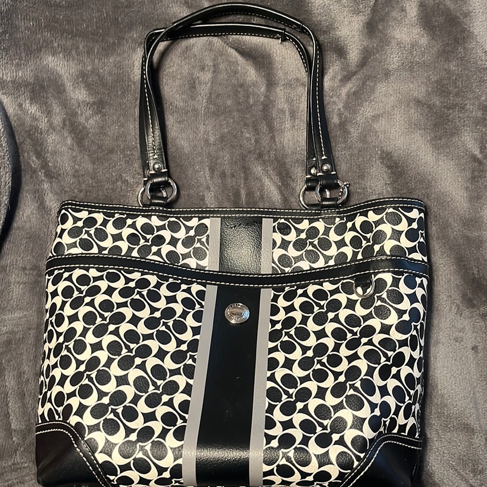 Black and white coach purse